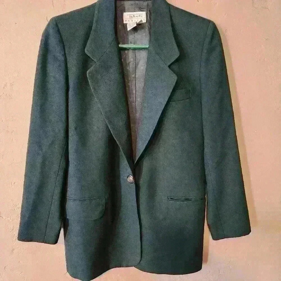 SAG HARBOR 100% pure wool oversized blazer size 16 W Dark Green - Picture 6 of 6